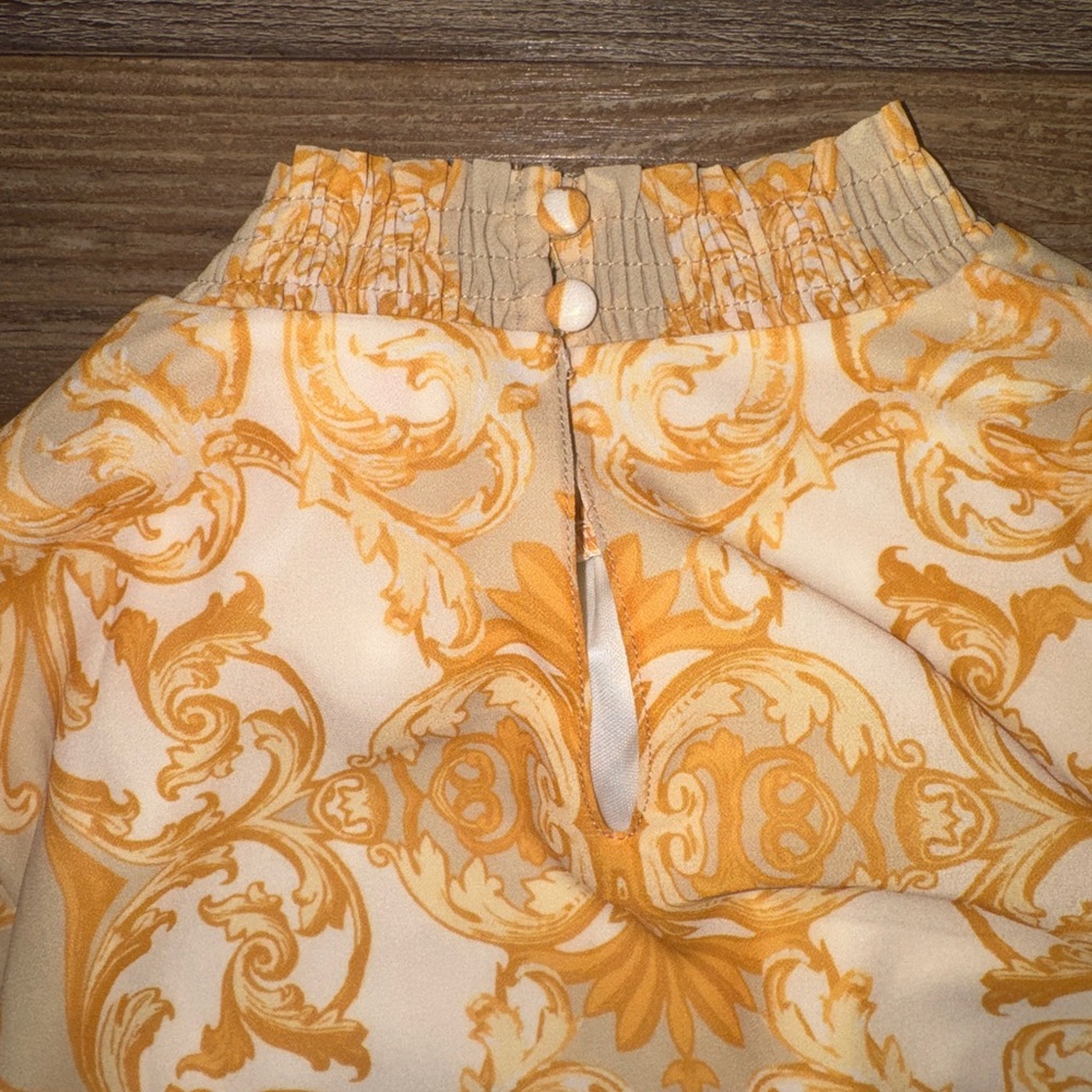 Flying Tomato Yellow Baroque Print Long Sleeve Maxi Dress - Picture 7 of 7